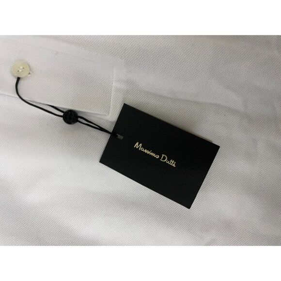 Massimo Dutti Men Polo Shirt M White Textured Short Sleeve Pullover 0755/285 NWT - Picture 5 of 10